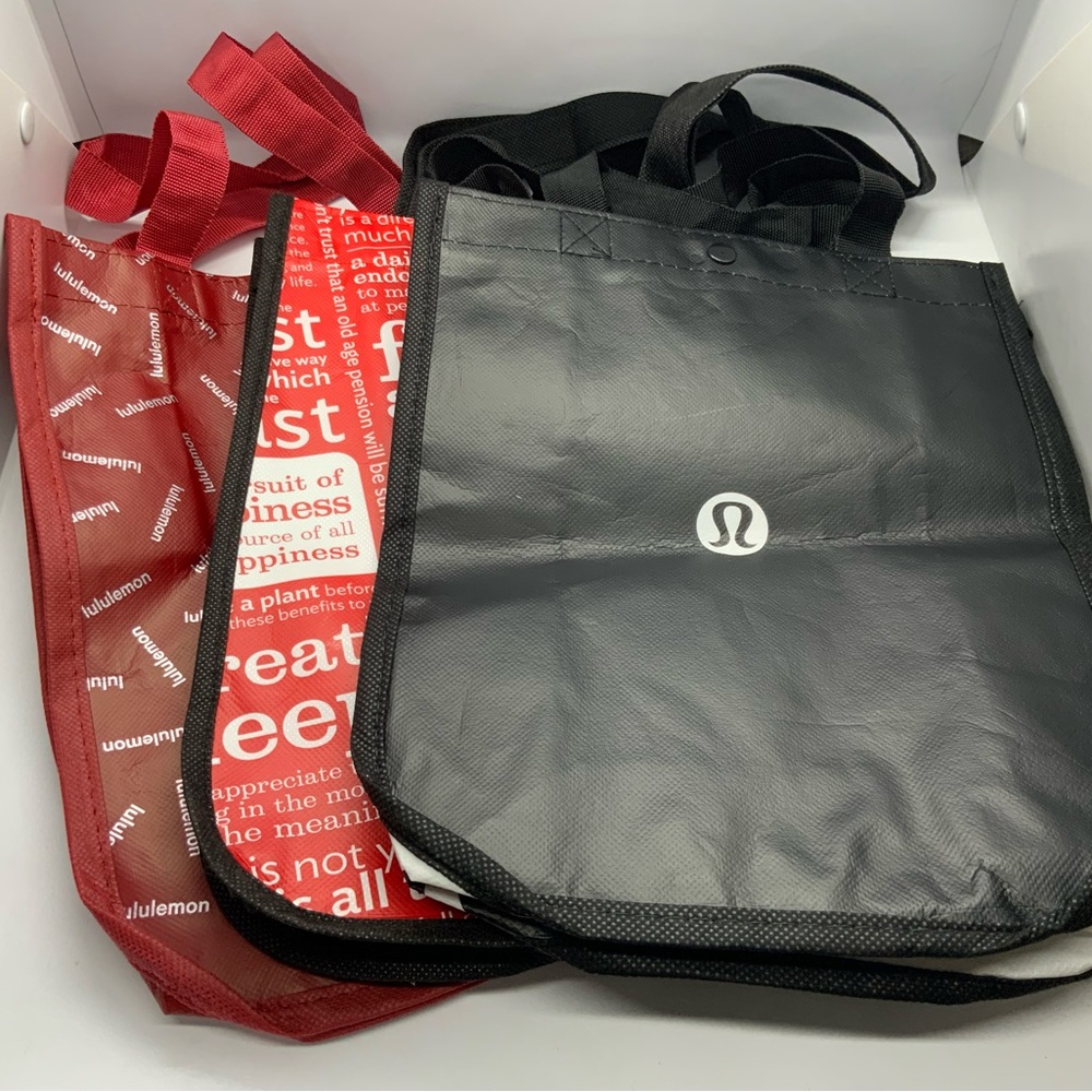 (3) Lululemon Tote Bags Set - Black and Red